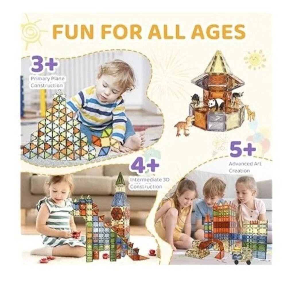 STEAM Magnetic Tiles - 100Pcs Building Blocks for Kids - NIB